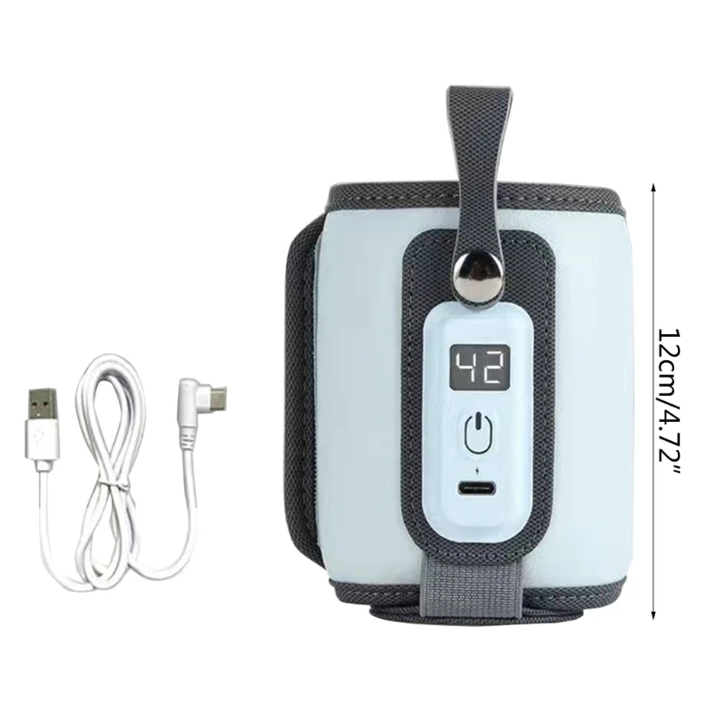 Portátil USB Baby Bottle Warmer, bom isolamento térmico, 5 engrenagem ajustável, durável, viagem carro, 38 ° 52 ℃