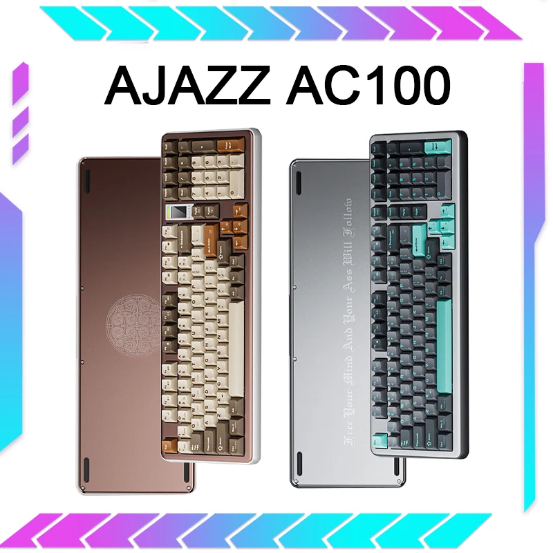 

Клавиатура Ajazz Ac100 Механическая из алюминиевого сплава, трехрежимная игровая клавиатура Rgb с прокладкой экрана, для ПК, геймеров, офиса, Mac, подарок