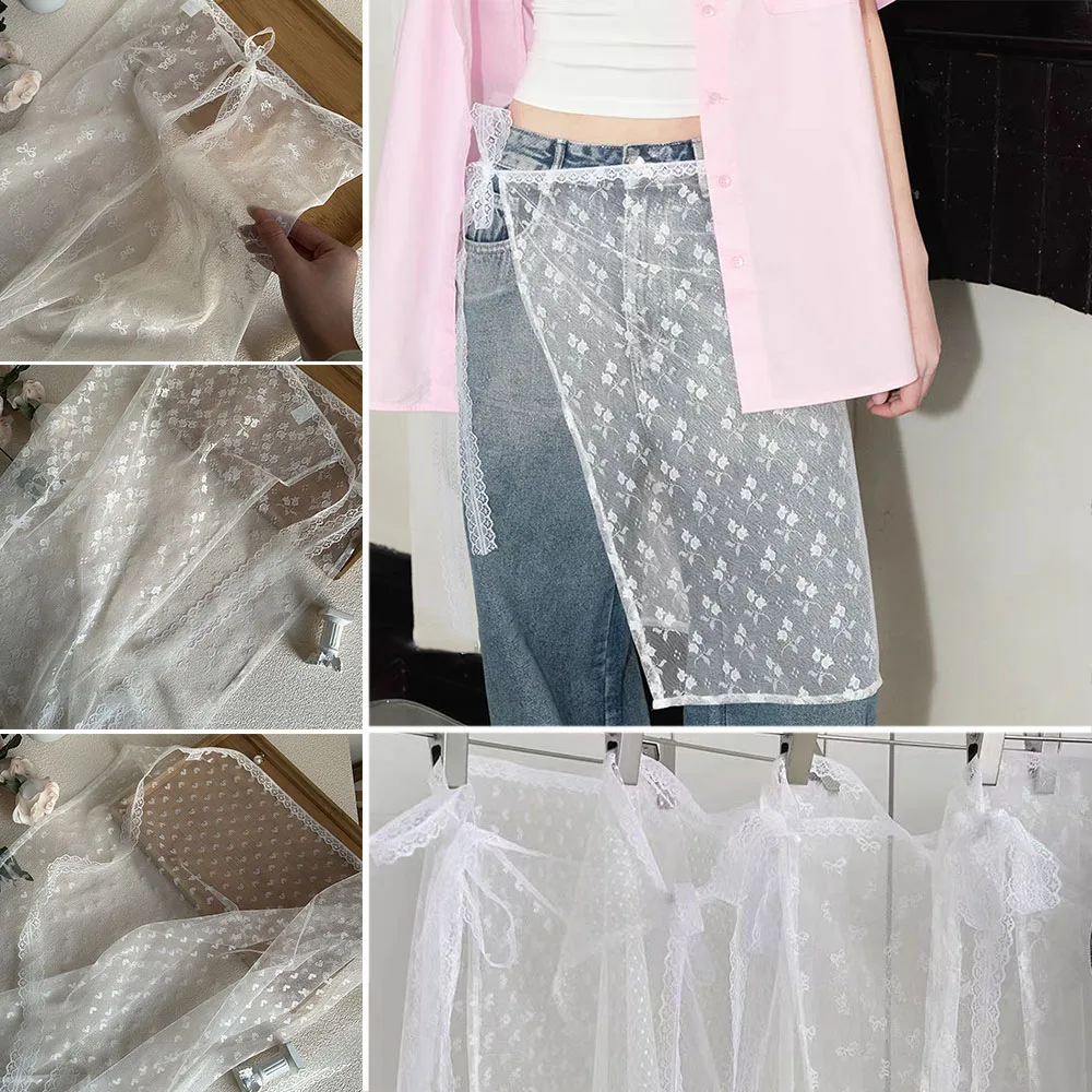 

Юбка-занавеска в Корейском стиле, кружевная многослойная пряжа, в комплекте с фартуком, с полузавязками, с уникальными брюками, в Корейском стиле, на лето