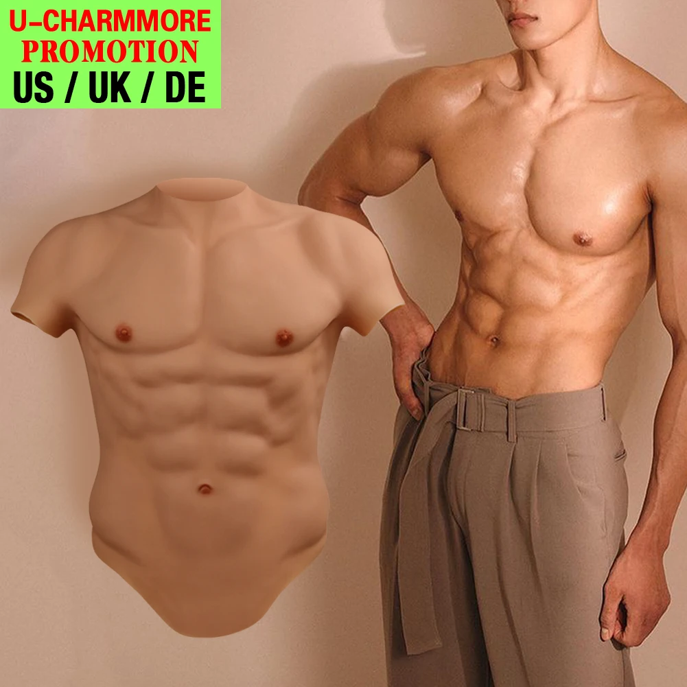 Body muscular de pecho Artificial para hombre, formas de pecho de silicona  Abs, U-CHARMMORE, pecho falso, disfraz de Crossdresser Artificial