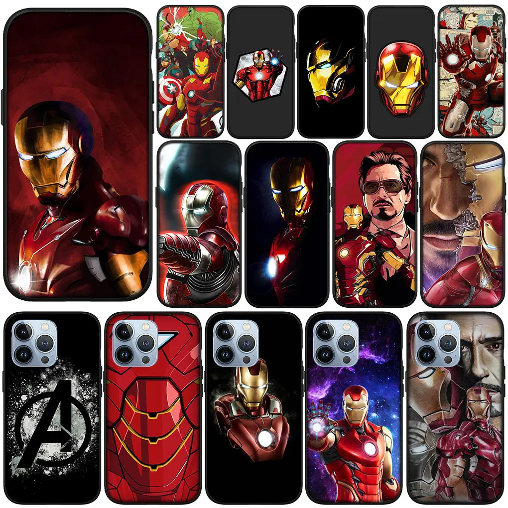 Cover Morbida Per Apple Iphone 15 14 Plus 13 12 Mini Pro Max Xr + 13Pro 14 + 15 + Custodia Per Telefono I-Irons Man M-Marvels I-Ironmans