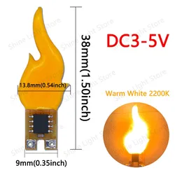 Vintage Style LED Candle Flame Bulb - 5pcs (DC3-5V New style)