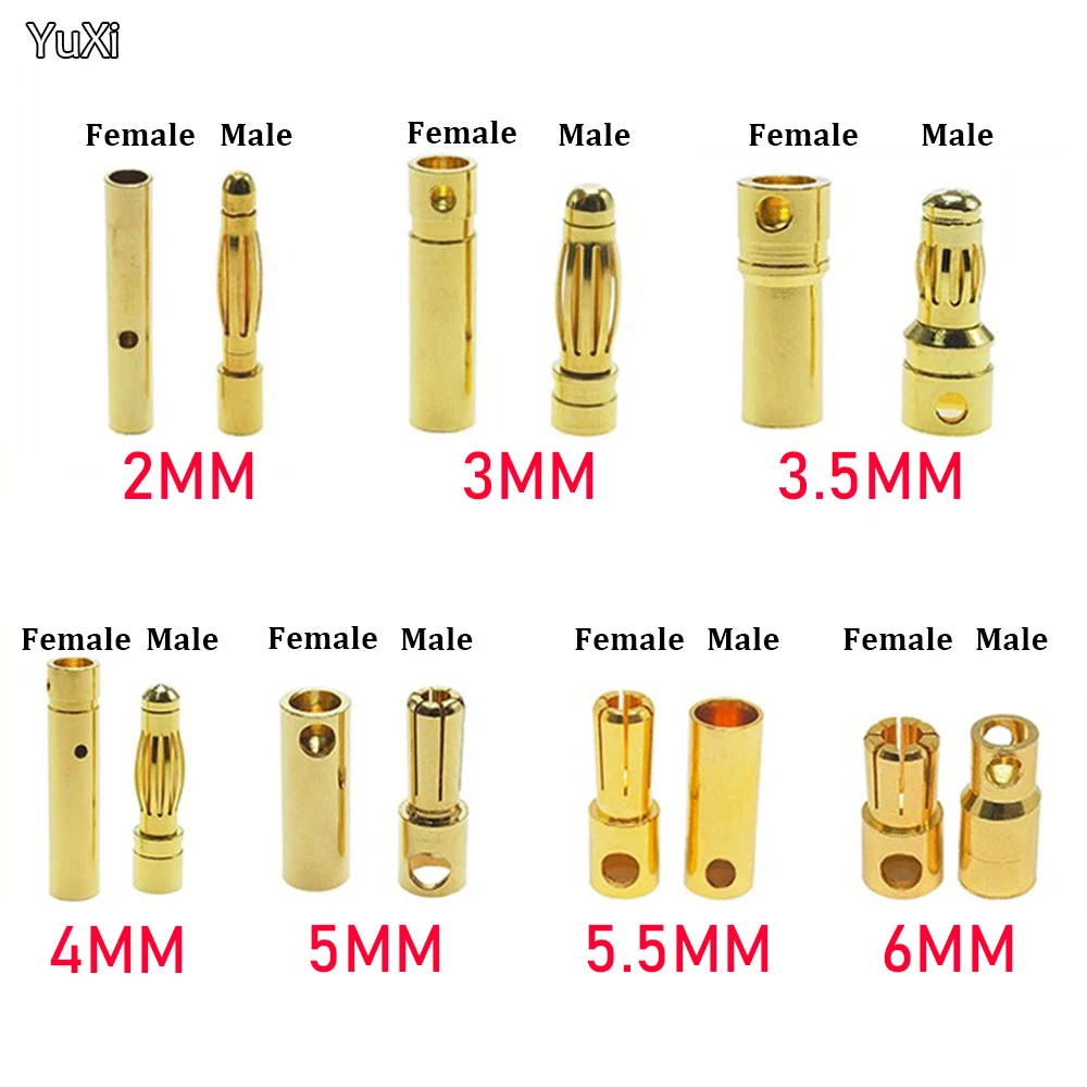 Gold Bullet 3.5mm Banana Connector Plug Rc Esc - 2mm 3mm 3.5mm 4mm 5mm 5.5mm  6mm - Aliexpress