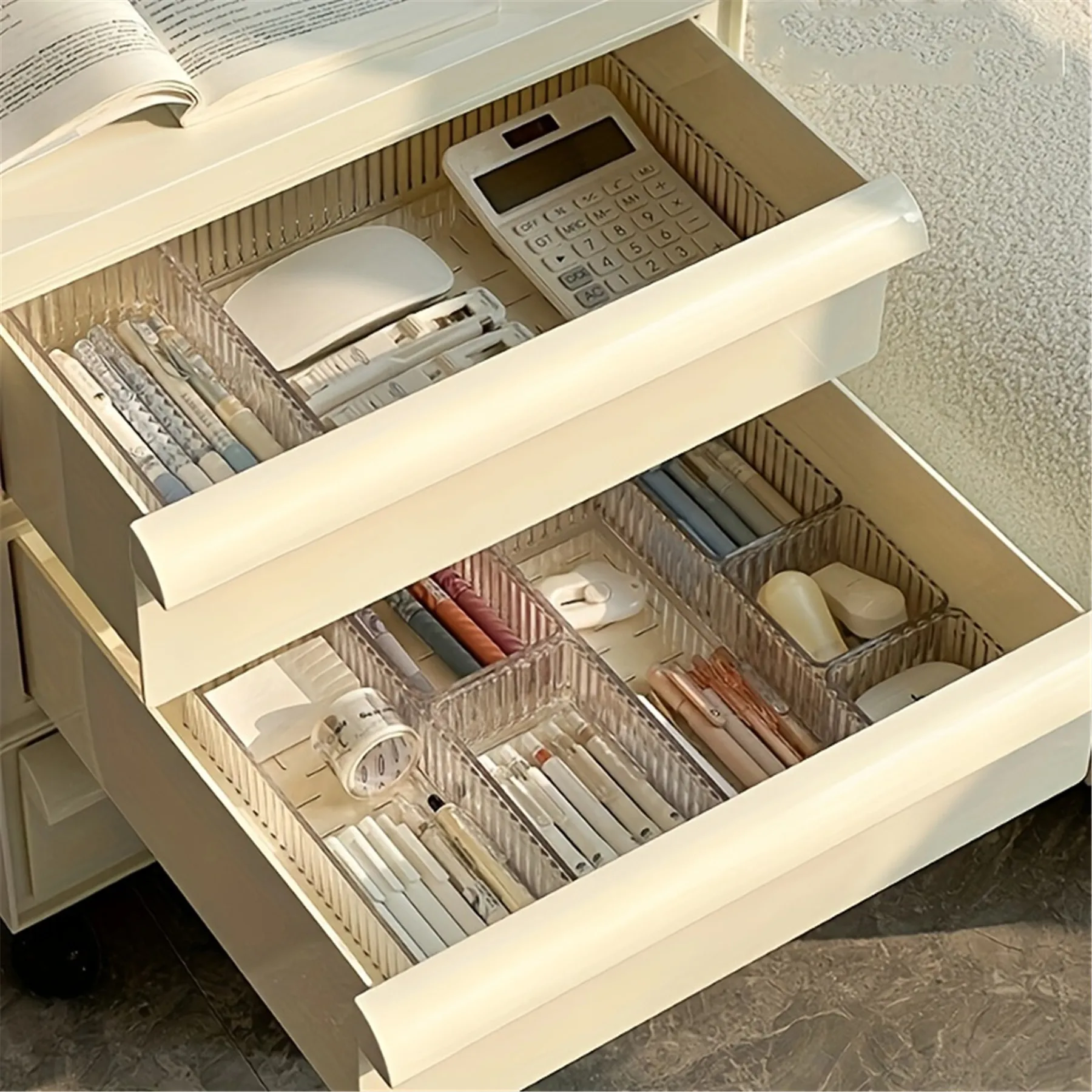 Stackable Acrylic Drawer Organizer Adjustable Divider Trays Cosmetics Modular Makeup Storage Box