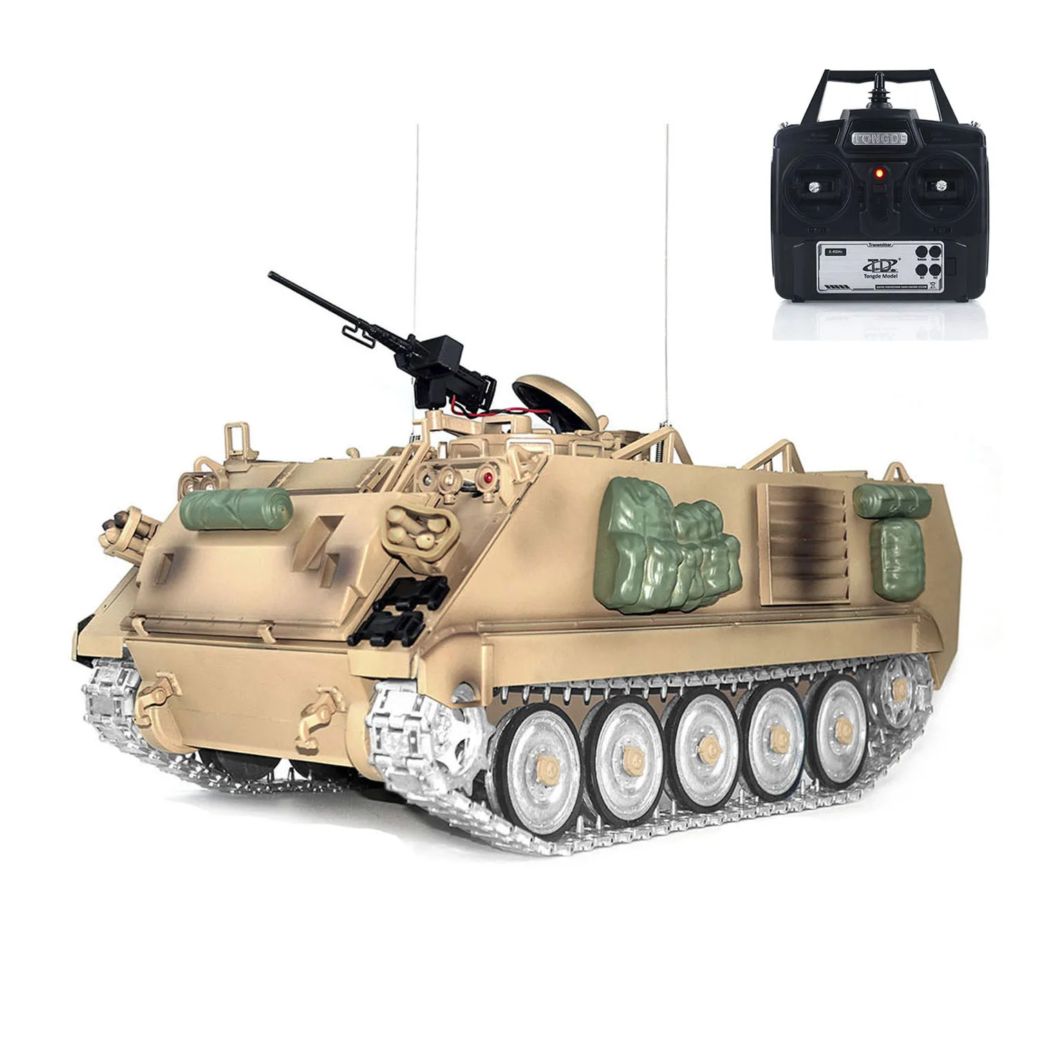 TD 1/16 RC 탱크 M2412-C M113A2 APC 적외선 포탑 회전 360도 제어 금속 휠 전동 군용 차량