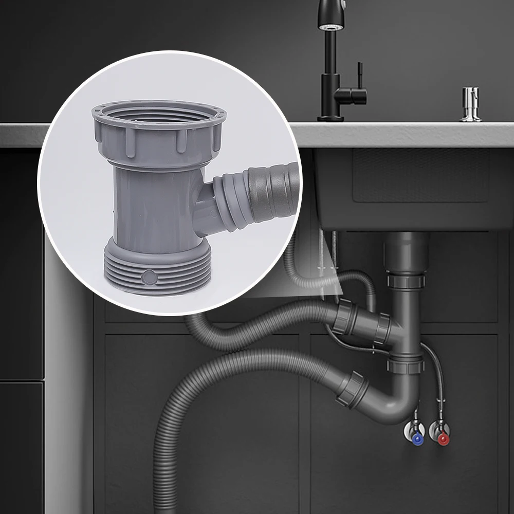 Sink Drain Adapter Pipe Tee 45mm Internal Threads Y-Shaped Single Hole Overflow Kitchen Sewer Branch Connector Thread Fittings