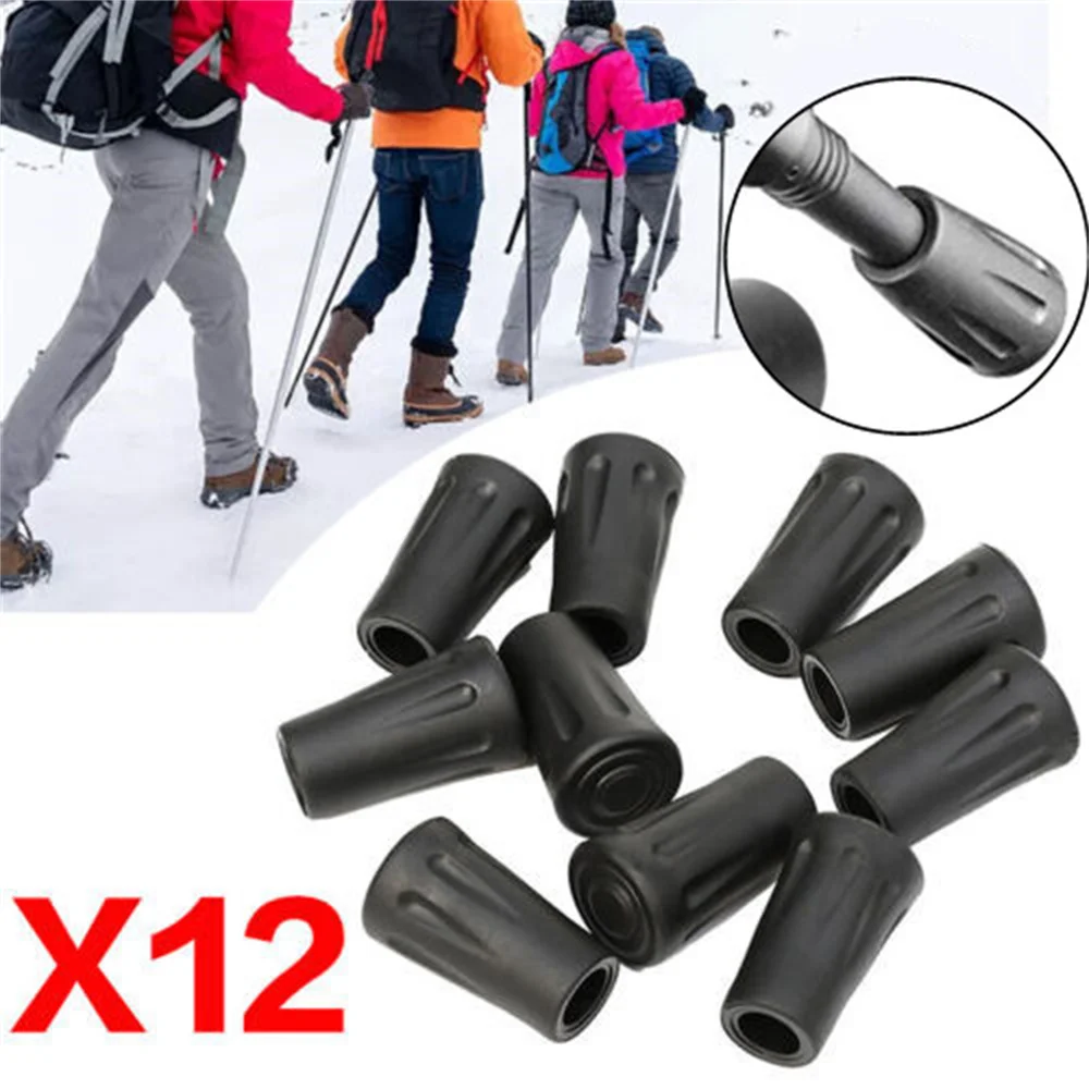 12Pcs Trekking Pole Nordic Walk Stick Cane Climb Replacement Outdoor Camp Hike Protector Cap Tip Rubber Cover