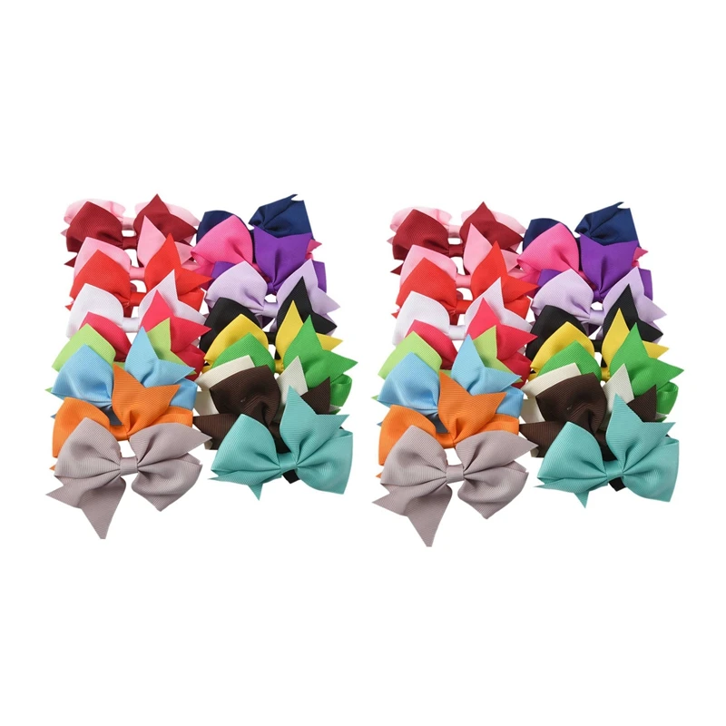 

Hot Kf-40Pcs Big Hair Bows Boutique Girls Alligator Clip Grosgrain Ribbon Headband