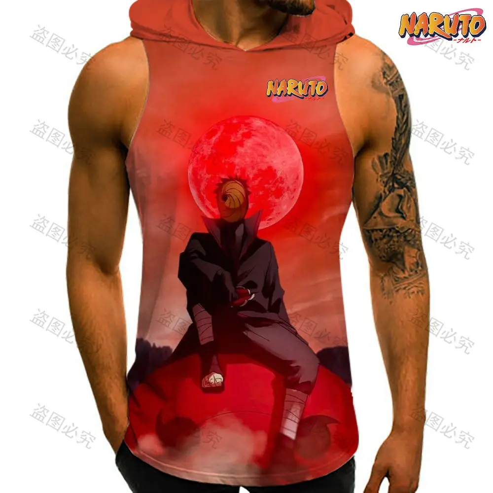 

Harajuku Style Gym Clothing Men Naruto Hip Hop Sleeveless Shirts Hooded Vest Trend Anime Sportswear Oversized Streetwear Y2k New