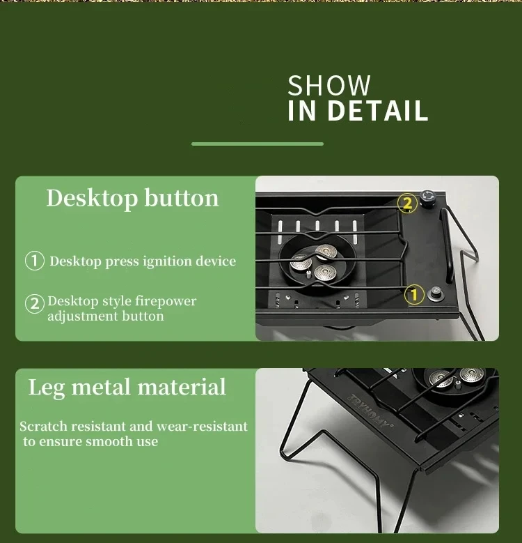 8000W IGT Gas Sinking Stove 3 Burner Stainless Steel Portable Camping Stove Desktop Brazier Grill Windproof Butane Propane image 17