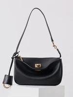 2025 Spring New Luxury Brand Rodeo Women Shoulder Bags Genuine Leather Black Handbags Women Fashion Gold Buckle Underarm Bags 2