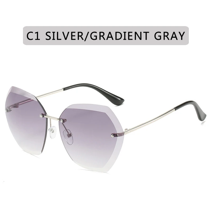 2023 New Fashion Brand Design Vintage Rimless Pilot Sunglasses Women Men Retro Cutting Lens Gradient Sun Glasses Female_voghion.com