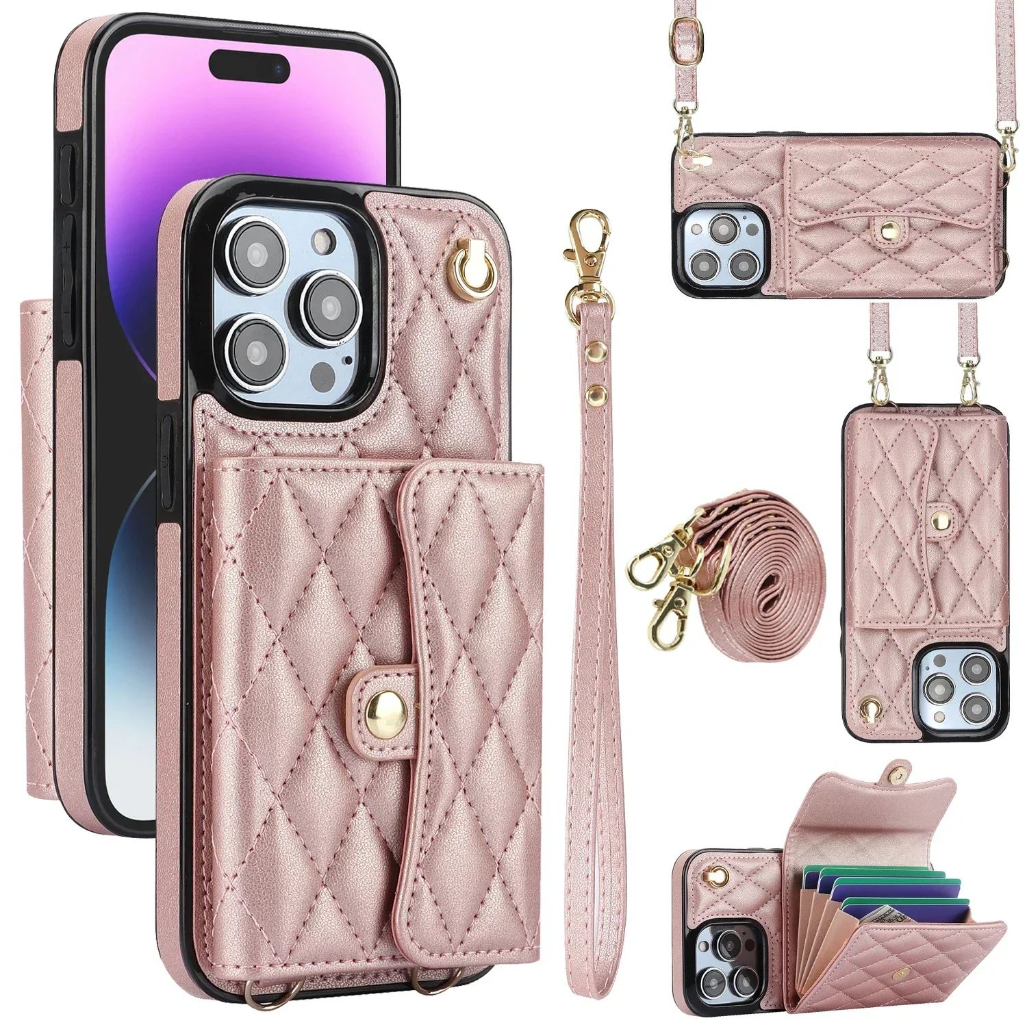 Elegant Leather Wrist Strap Crossbody Wallet with Card Holder