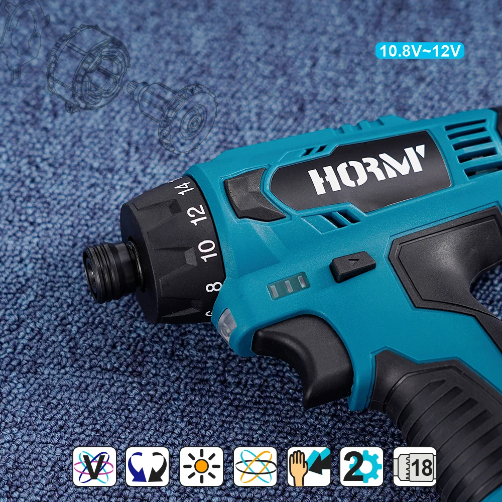 Hormy Cordless Electric Drill Electric Screwdriver Hand Driver Wrench Speed Adjustable No Battery Motor Power Tool For Bosch 12V