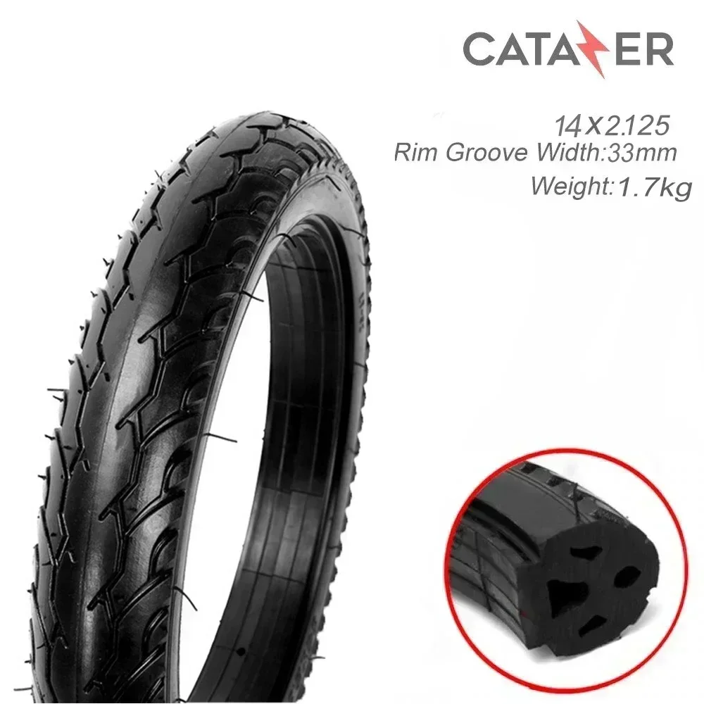 

14 Inch 14X2.125 Electric Bike Tubeless Solid Tyre Bicycle Solid Tire Wear-resistant Explosion-proof Airless Tire