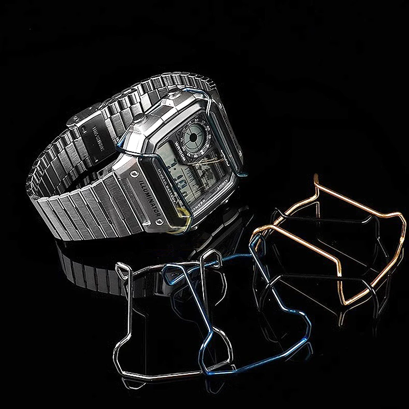 1200-Uhrengehäuse für CASIO GSHOCK AE 1200 AE1300, kleines quadratisches Herren-Metall, modifizierter Edelstahl, Antikollisions-Stoßstangenzubehör – Detail 1