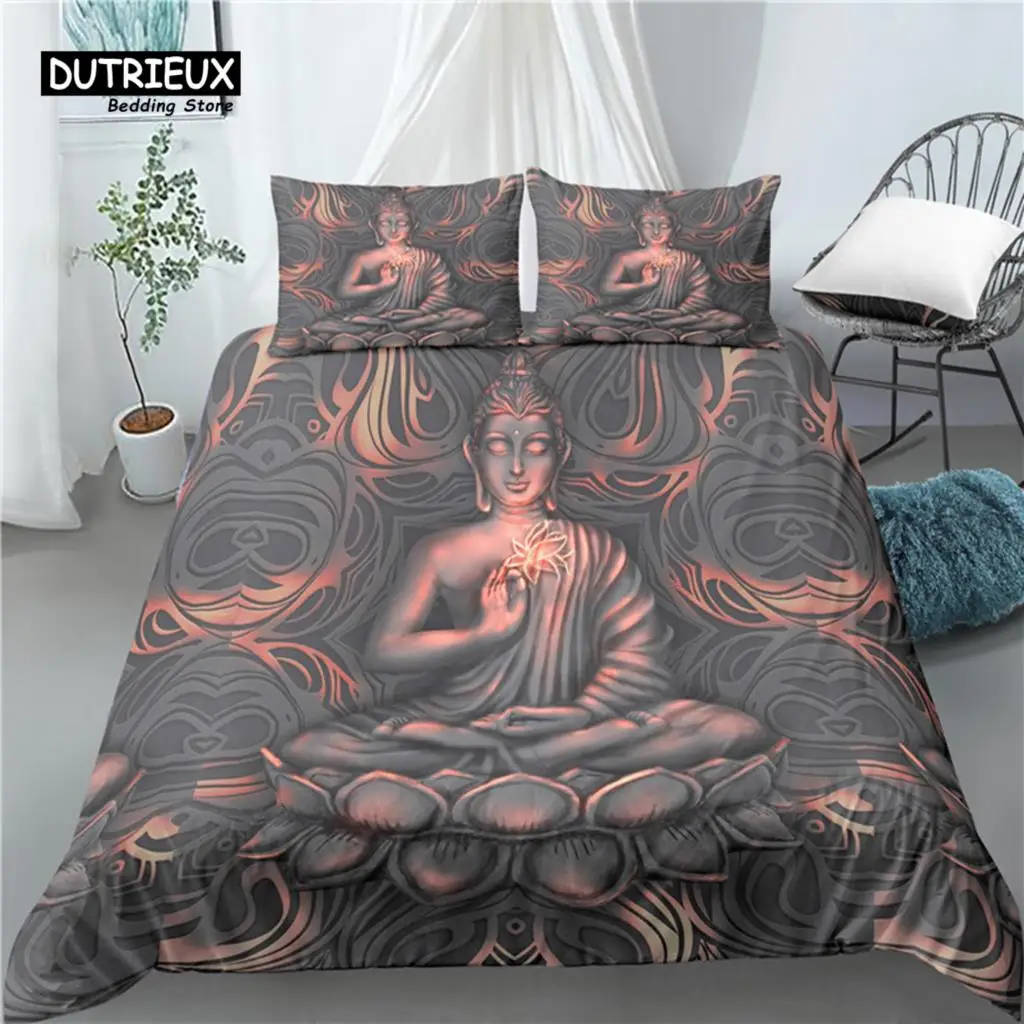 

Home Living Luxury 3D Buddha Print 2/3Pcs Comfortable Duvet Cover PillowCase Bedding Sets Queen and King EU/US/AU Size