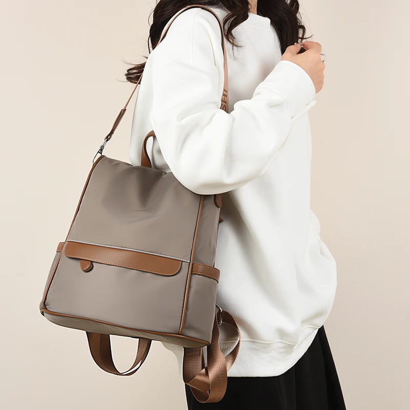 Multi Functional Anti-theft Women Backpack Fashion Color Blocking Teenager Students School Book Bags Female Travel Shoulder Bag