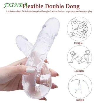 FXINBA 3 Types Jelly Dildo for Women Soft Cock Lesbian Vaginal Anal Plug Fake Penis Suction Cup Strapon Dildos Women Sex Toys 3