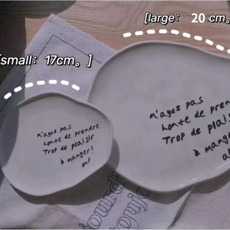 Korean Style Decorative Plate Irregular Design Ceramic Dinner Plates Plates Ceramic Dessert Plate Breakfast bowl French Letter 2