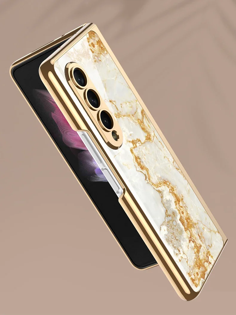 For Samsung Galaxy Z fold 3 case electroplated painted pattern tempered glass co