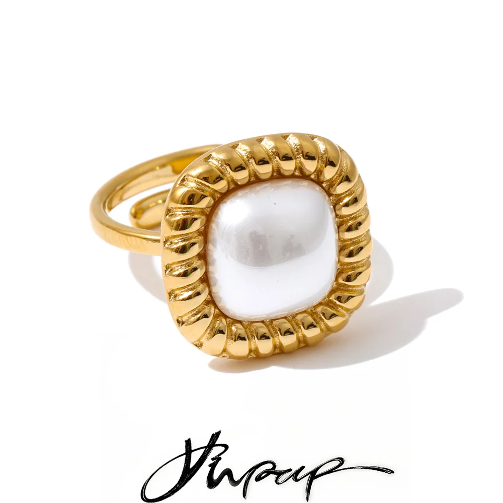 Yhpup Ring Gold Platinum Plated Stainless Steel Jewelry for Women