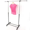 Single-bar Vertical & Horizontal Stretching Stand Clothes Rack with Shoe Shelf YJ-02 Black & Silver 6