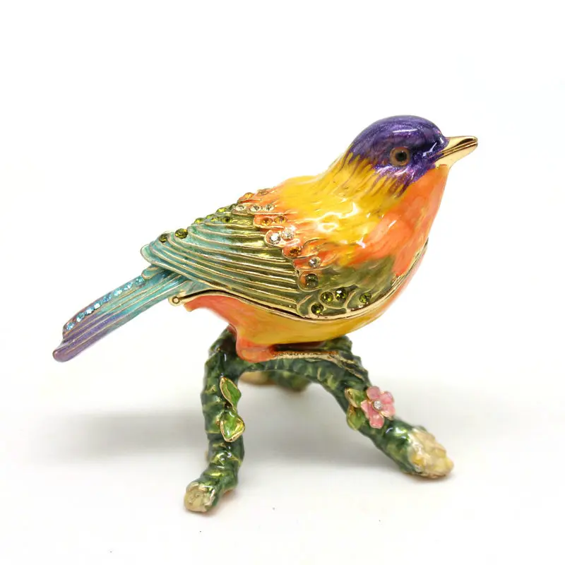 SHINNYGIFTS Enamel Pewter Magpie Small Ornaments Bird Trinket Box Wedding Gifts