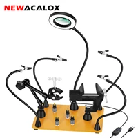 NEWACALOX Magnetic Flexible Arm Soldering Third Hand PCB Holder with 360 ° Rotating Hot Air Gun Stand Welding Workbench 1
