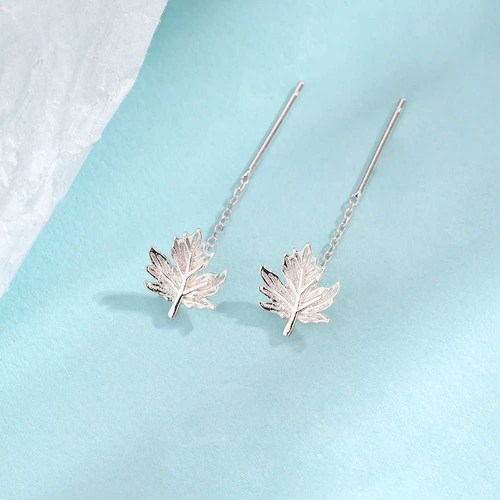 Exquisite Maple Leaf Tassel Drop Earring For Women  Leaves  Ear Line Geometric Earrings Party Jewelry Gift