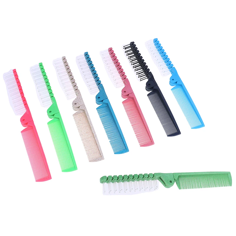 Plastic Double Headed Toothed Women Travel Foldable DIY Hair Beauty Comb Brush