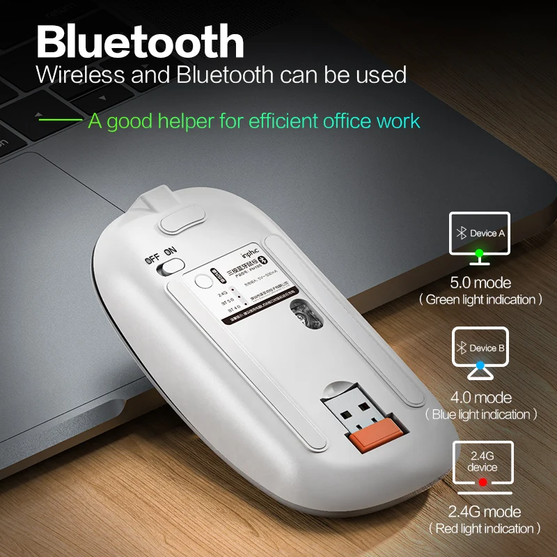 wireless mouse wireless optical mouse INPHIC M1PRO Wireless Mouse Rechargeable Silent Mouse Bluetooth Three-mode Wireless Power Display + TYPE-c Charging