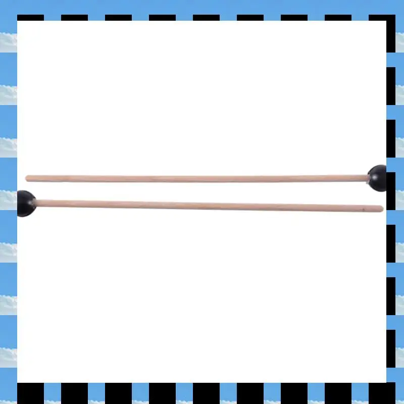 ABME 10Pcs Soft Rubber Head Sticks Wood Handle Bell Mallets For Glockenspiel Xylophone Bell Music Instruments Parts Black