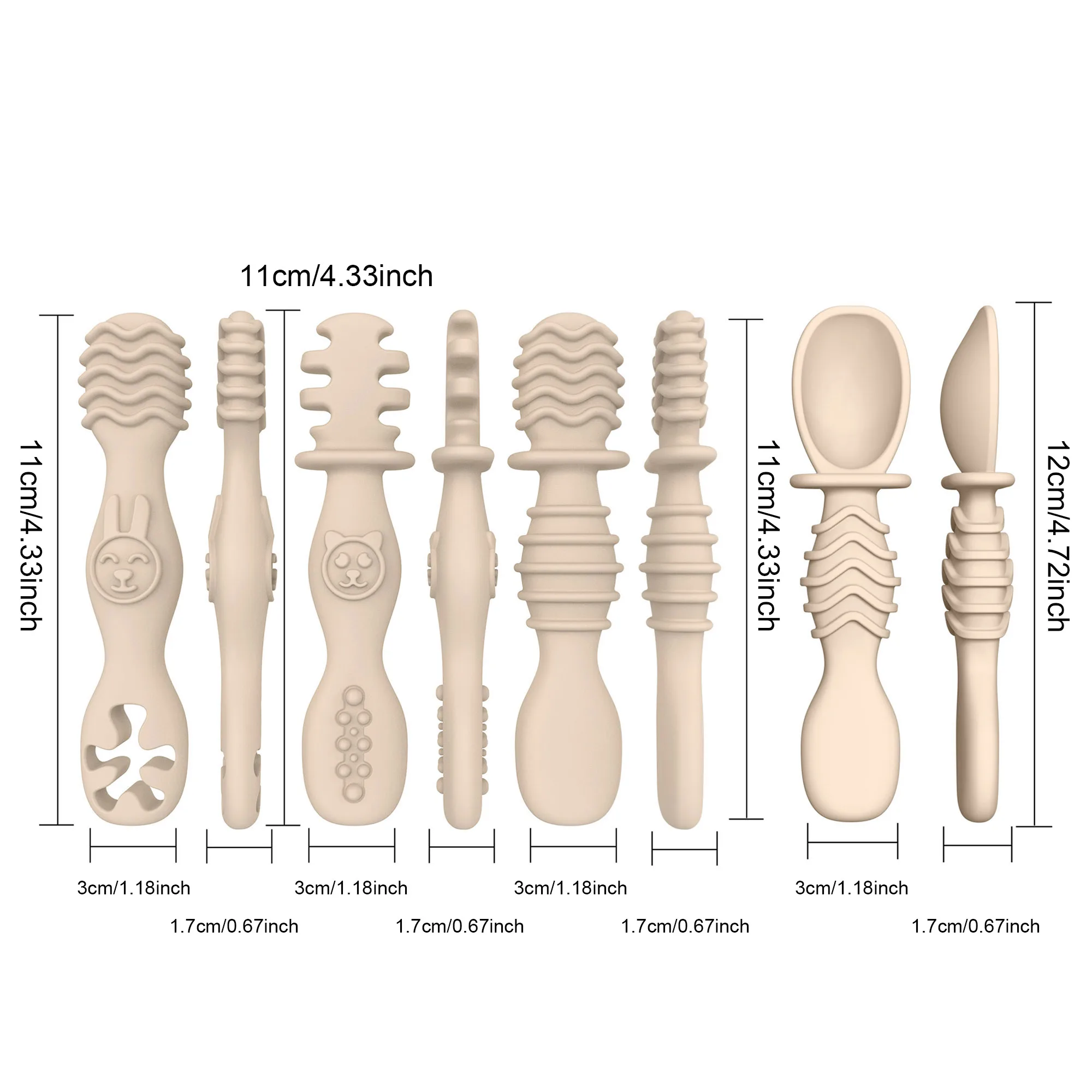4pcs silicone baby food spoon, training spoon for babies over 6 months old, easy-to-grip tableware, Christmas gift 4