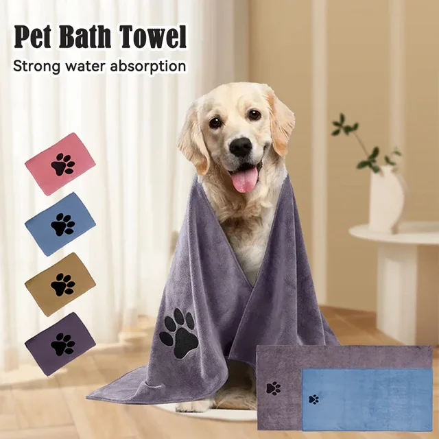 35*75cm/50*100cm Microfiber Pet Bath Towel Embroidered Super Soft Absorbent Cat for Dogs Grooming Supplies 2