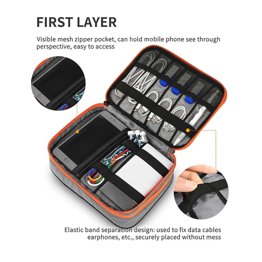 Cable Storage Bag Digital Electronic Organizer Pouch Portable USB Data Line Charger Plug Storage Bag Travel Cable Organizer Case — view 2