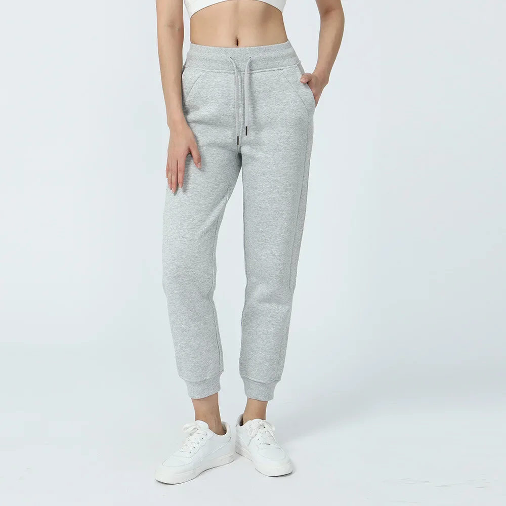 Fleece-Lined Yoga Suit Autumn/Winter Scuba Women's High-Waist Sweatpants Brushed Warm Fitness Casual Pants