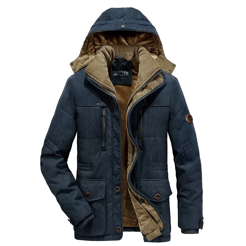 

Men 2023 Winter New Fleece Warm Thick Windproof Parkas Fashion Hooded Casual Tactics Military Jackets Coat Autumn