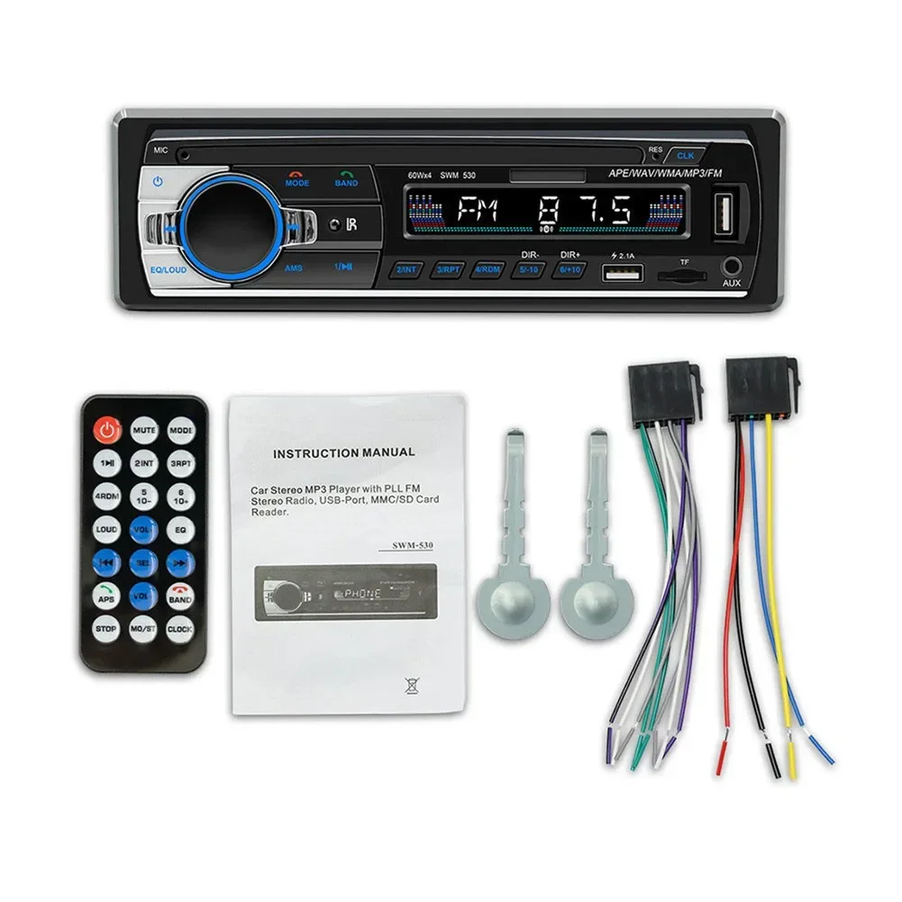 1 Din Car Stereo Radio Car Radio USB MP3 Player 188*58mm Audio Player Fast USB Charging Four Channel Output