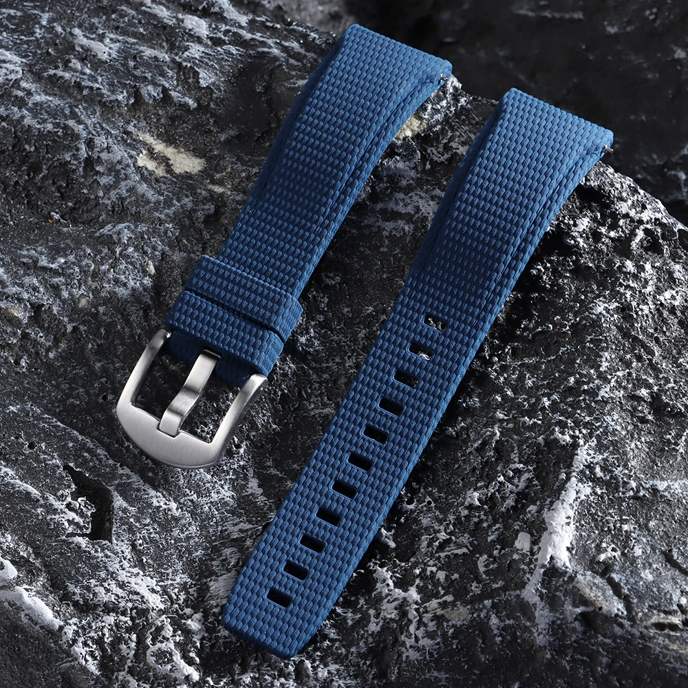 Curved End FKM Rubber Quick Release Watch Strap Bracelet - 20mm 21/22mm