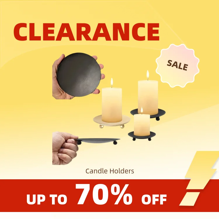 Clearance Iron Black Gold Candle Holder Tray Base Wedding Party Holiday Banquet Decorative Candle Holder Art Gift Cup Acc