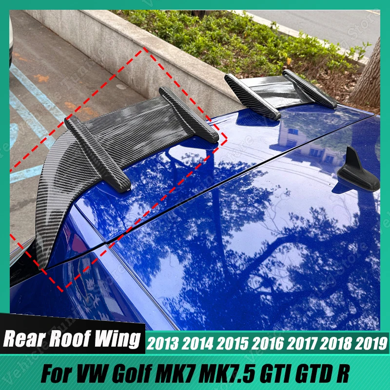 자동차 테일 윙 고정 윈드 스포일러 리어윙, VW 골프 MK7 MK7.5 GTI GTD R 2013-2019 카본 룩 ABS 플라스틱 부트 스포일러, 2 개