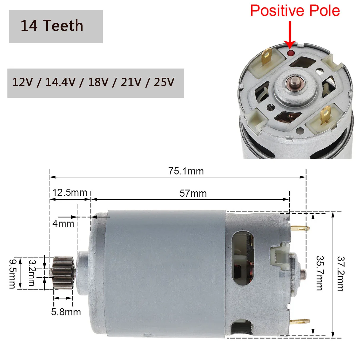 Motores Elétricos Micro Motor, Motor DC RS550, 12V 14.4V 16.8V 18V 25V, 9 11 12 13 14 15 Dentes Caixa de engrenagens de alto torque para broca