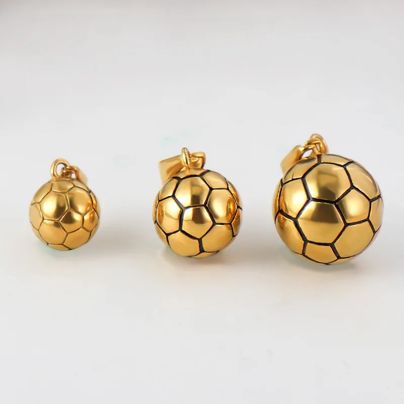 RHYSONG 316L Stainless Steel 18K Gold Plated Football Basketball Sports Pendant Charm for Women Hamdmade Diy Necklace Jewelry 4