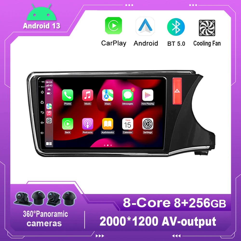 

Автомагнитола 2 din на Android 10,1, мультимедийный видеоплеер с экраном 13,0 дюйма и GPS-навигацией для HONDA CITY 2015-2019