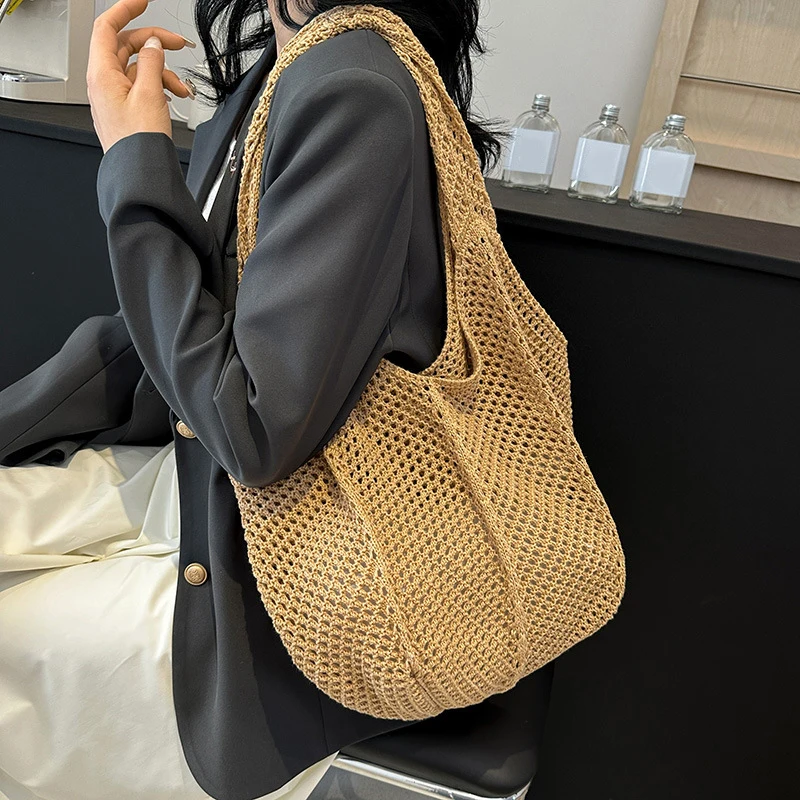 Beach Tote Bag YXILEE Zipper Straw Bags For Women Straw Purse - Main Image