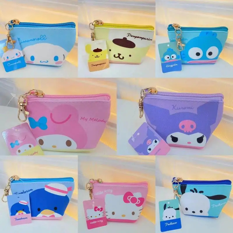 

Kawaii Sanrio My Melody Mini Zero Wallet Hello Kitty Kuromi Card Bag Key Storage Cartoon Leather Cute Anime Pendant Keychain