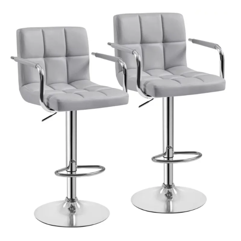 

BOUSSAC MART 2pcs Faux Leather Swivel Bar Stools For Home Counter, White