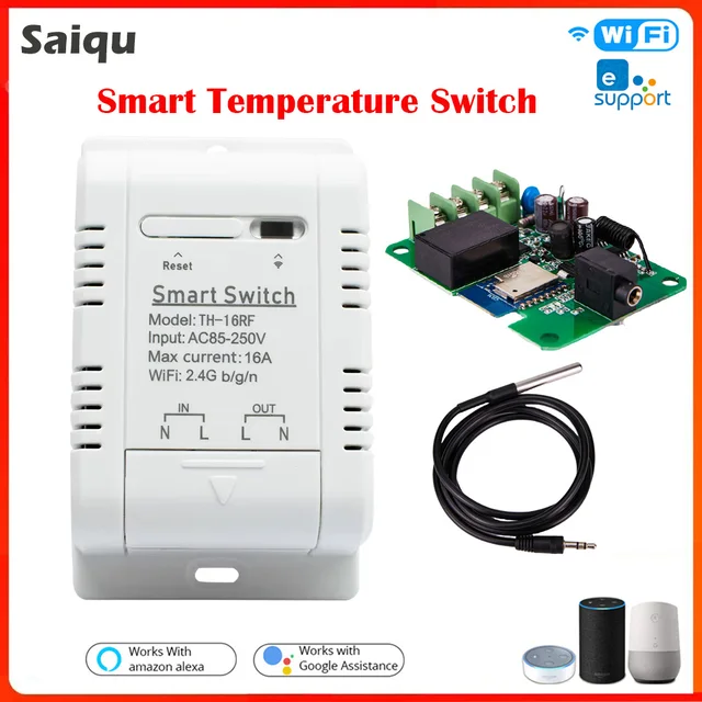 สวิตช์ไฟอัจฉริยะ Wi-Fi AC 16A ในฟาร์ม3000W Google Home Alexa เทอร์โมอัจฉริยะ Alexa Tuya ewelink สวิตช์ควบคุมอุณหภูมิอัจฉริยะ 1