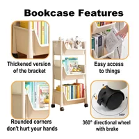 Bibliothèque T1 à roulettes pour enfants, rangement pour jouets à la maison, étagères de lecture, meubles à roulettes, petite bibliothèque 2